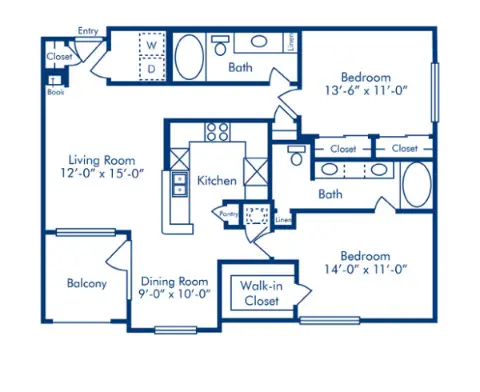 Camden Vanderbilt Houston Apartment Floor Plan 15