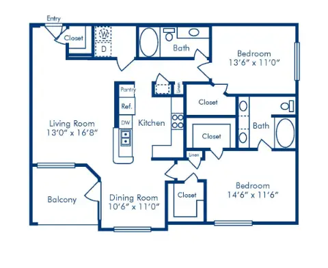 Camden Vanderbilt Houston Apartment Floor Plan 16