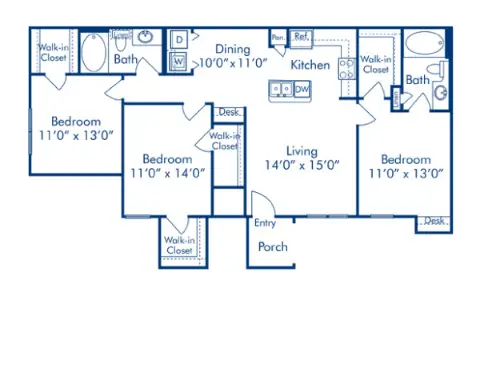 Camden Woodson Park Houston Apartment Floor Plan 7