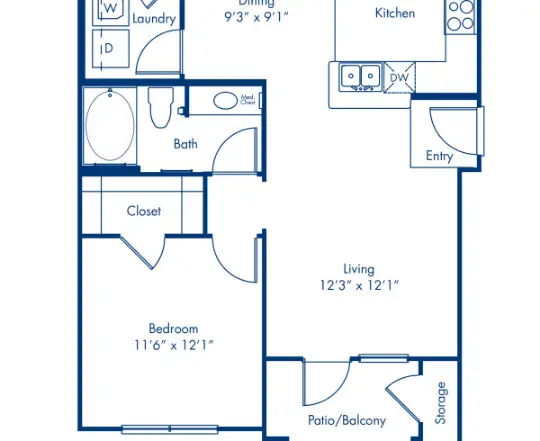 Camden Yorktown Houston Apartment floorplan 1