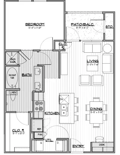 Campanile on Commerce Houston Apartment Floor Plan 2