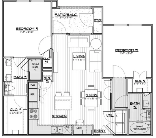 Campanile on Commerce Houston Apartment Floor Plan 3