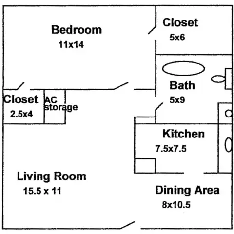 Colonial Apartments Houston Floor Plan 1