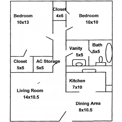 Colonial Apartments Houston Floor Plan 2