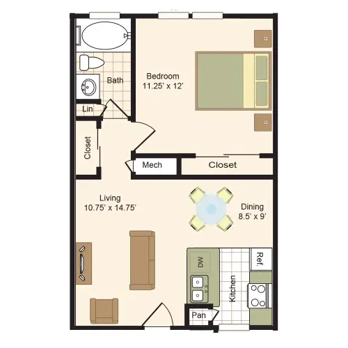 Colony Manor Houston Apartment Floor plan 1