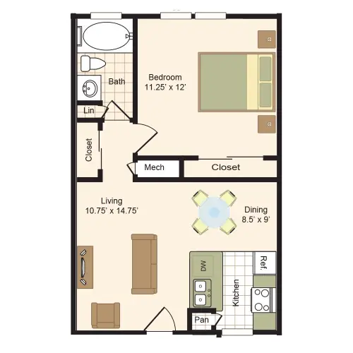 Colony Oaks Houston Apartment Floor Plan 1