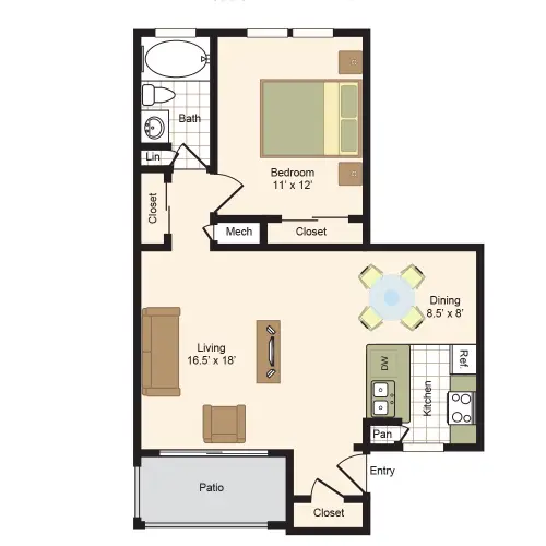 Colony Oaks Houston Apartment Floor Plan 2