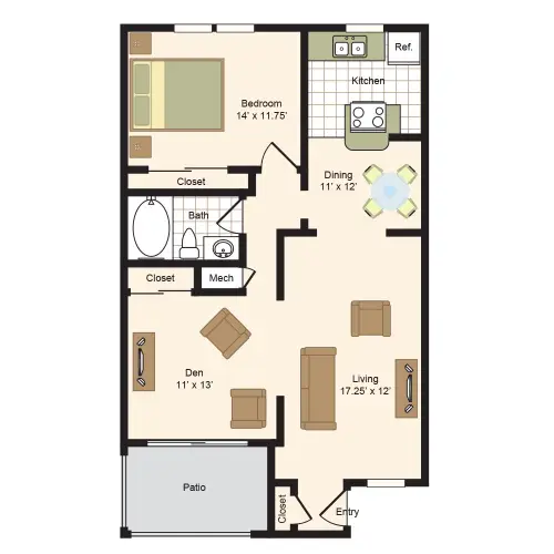Colony Oaks Houston Apartment Floor Plan 3