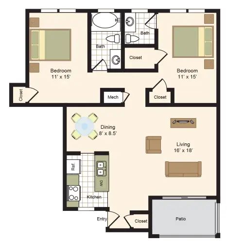 Colony Oaks Houston Apartment Floor Plan 5