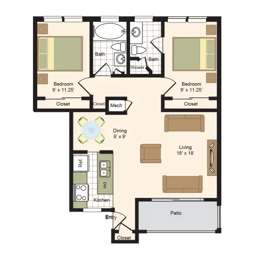 Colony Oaks Houston Apartment Floor Plan 6