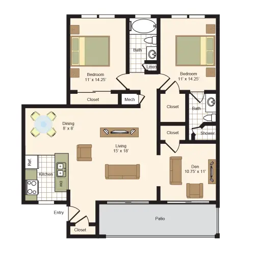 Colony Oaks Houston Apartment Floor Plan 7