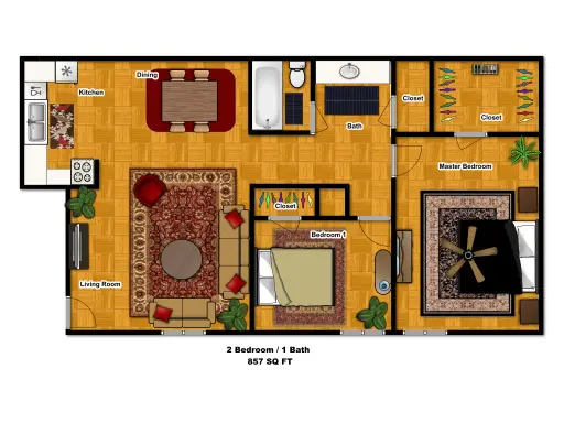 Concord Green Apartments Houston Floor Plan 2