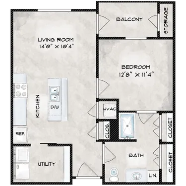 Conroe Senior Village Houston Apartment Floor Plan 1