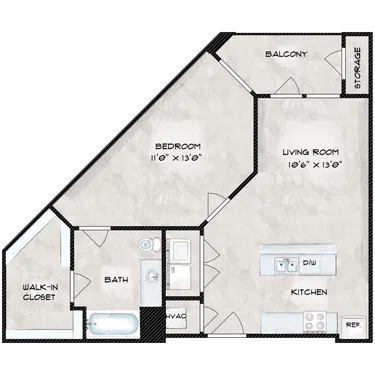 Conroe Senior Village Houston Apartment Floor Plan 2