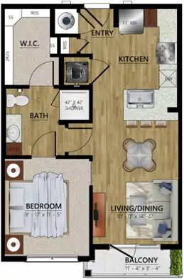 Coop Heights PM Apartments Houston Floor Plan 1