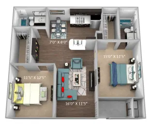 Crosby at Westchase Apartments Houston Floor Plan 6