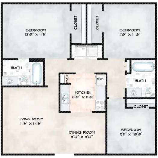 Gessner Park Apartments Houston Floor Plan 6
