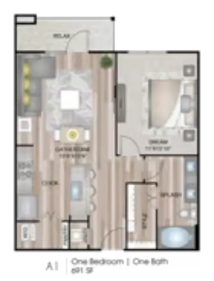 Granary Flats Houston Apartments Floor Plan 1