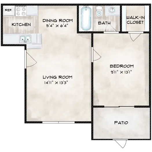 Lafayette Green Apartment Homes Houston Apartment Floor Plan 1