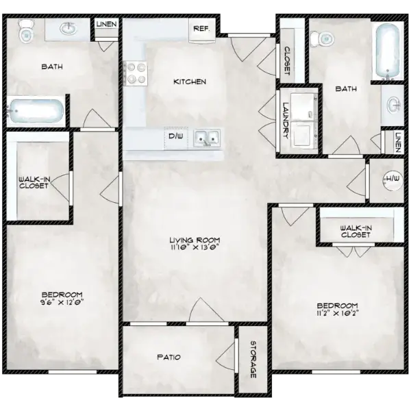 Lancaster Senior Village Houston Apartment Floor Plan 3