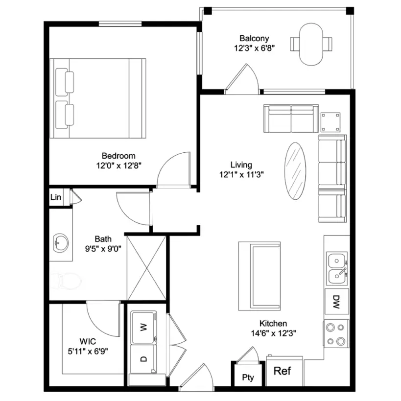 Lockwood on Buffalo Bayou Houston Apartment Floor Plan 1