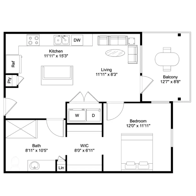 Lockwood on Buffalo Bayou Houston Apartment Floor Plan 2