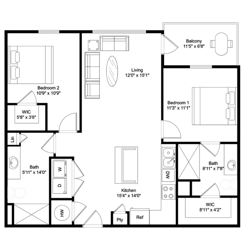 Lockwood on Buffalo Bayou Houston Apartment Floor Plan 3