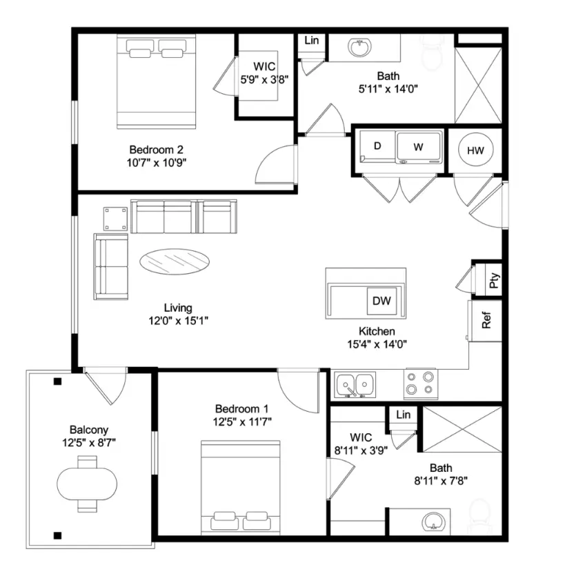 Lockwood on Buffalo Bayou Houston Apartment Floor Plan 4