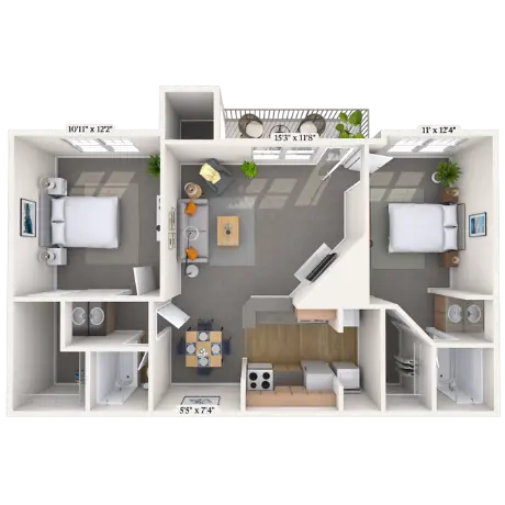 MAA Valleywood Houston Apartment Floor Plan 4