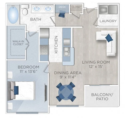 Midtown Arbor Place Houston Apartment Floor Plan 2