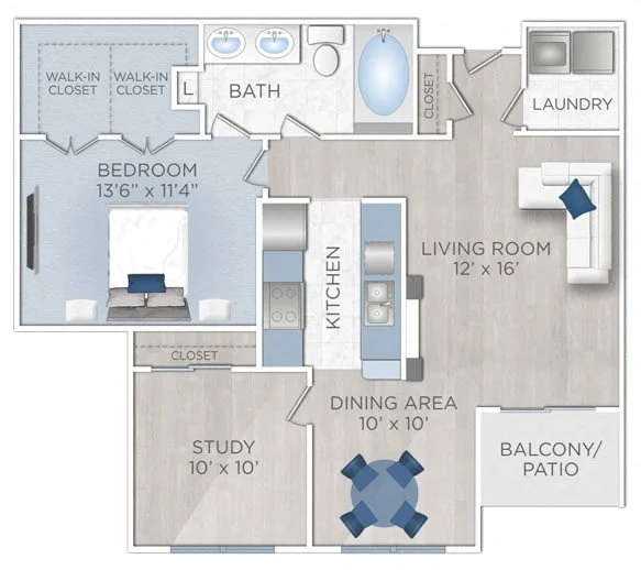 Midtown Arbor Place Houston Apartment Floor Plan 3