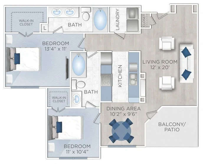 Midtown Arbor Place Houston Apartment Floor Plan 5