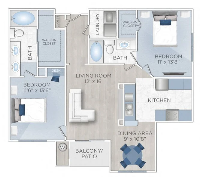 Midtown Arbor Place Houston Apartment Floor Plan 6