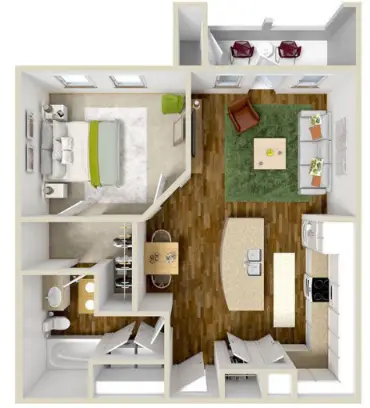 Olympus at Waterside Estates Houston Apartment Floor Plan 3