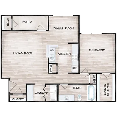 Palm Living at Vintage Park Houston Apartment Floor Plan 3