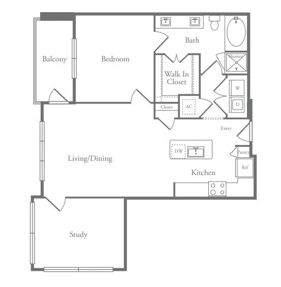 Pearl 21Eleven Houston Apartment Floorplan 1