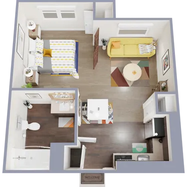 Perla 249 Houston Apartment Floor Plan 1