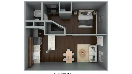 Residence at the Heights Houston Apartment Floor Plan 1