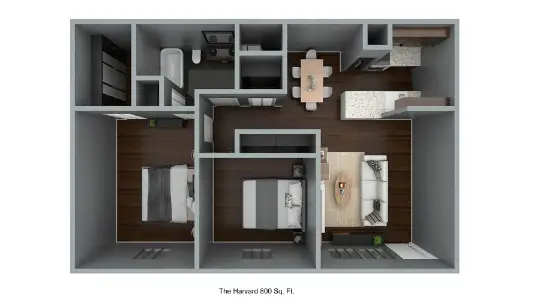 Residence at the Heights Houston Apartment Floor Plan 4