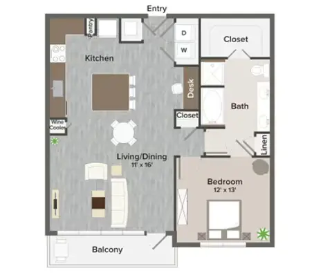 Revl Heights Apartments Houston Floor Plan 1