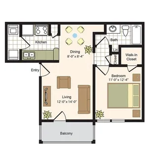 Sabo Village Apartments Houston Floor Plan 1