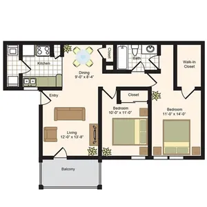 Sabo Village Apartments Houston Floor Plan 5