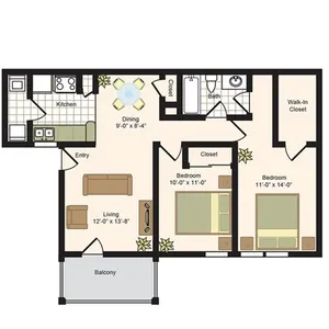 Sabo Village Apartments Houston Floor Plan 6