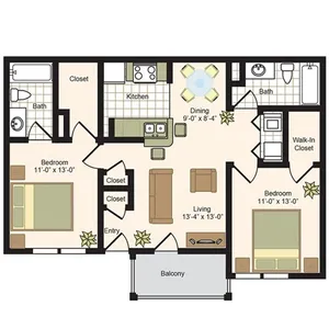 Sabo Village Apartments Houston Floor Plan 9