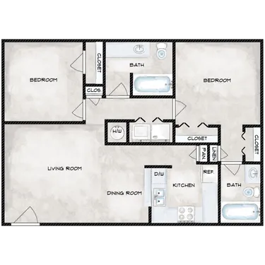 Spring Hill Village Apartments Crosby Houston Apartment Floor Plan 2