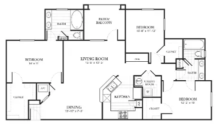The Abbey at Barker Cypress Houston Apartment Floor Plan 12