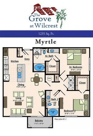 The Grove at Wilcrest Houston Apartment Floor Plan 12