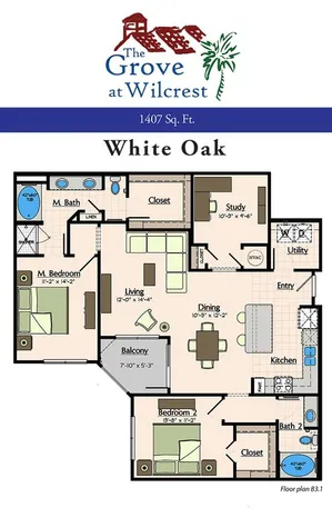 The Grove at Wilcrest Houston Apartment Floor Plan 14