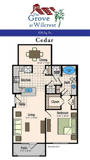 The Grove at Wilcrest Houston Apartment Floor Plan 3