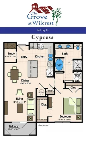 The Grove at Wilcrest Houston Apartment Floor Plan 6